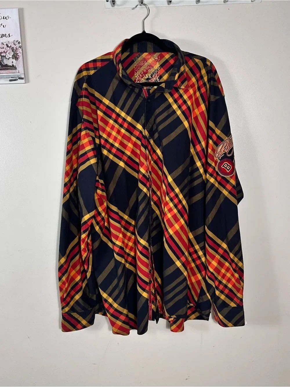 Pelle Pelle Navy Red Yellow Plaid Button-Down Shirt